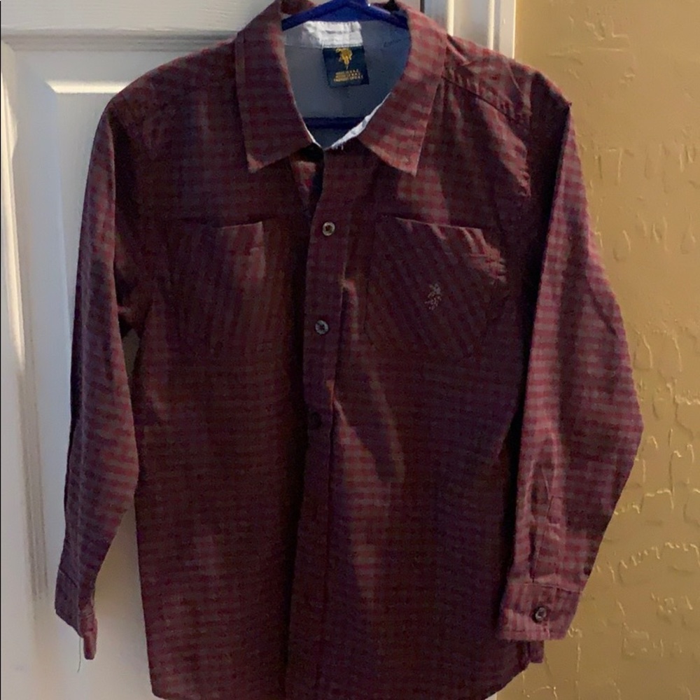 Boys button up maroon / grey US POLO BRAND